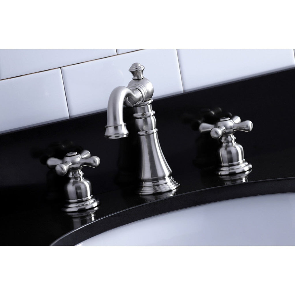 American Classic Two-Handle 3-Hole Deck Mount Widespread Bathroom Faucet with Retail Pop-Up Drain
