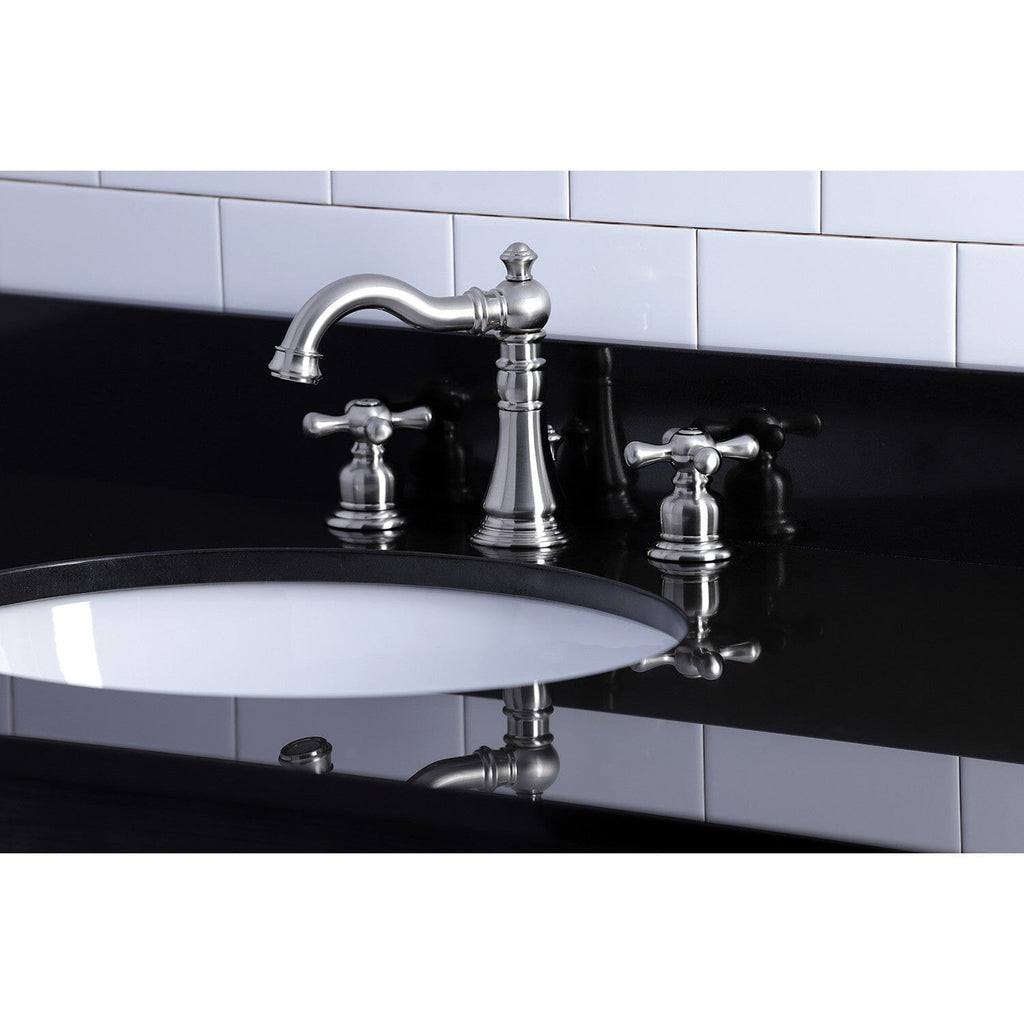 American Classic Two-Handle 3-Hole Deck Mount Widespread Bathroom Faucet with Retail Pop-Up Drain