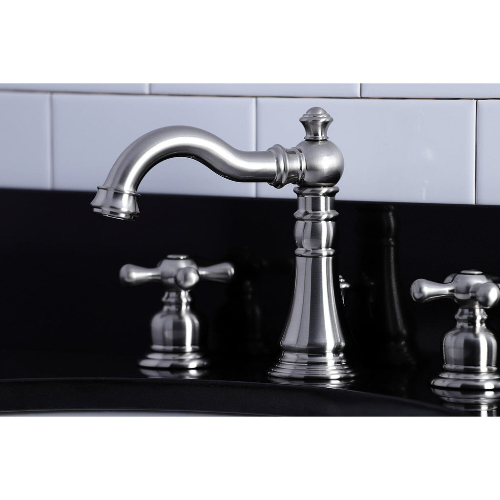 American Classic Two-Handle 3-Hole Deck Mount Widespread Bathroom Faucet with Retail Pop-Up Drain