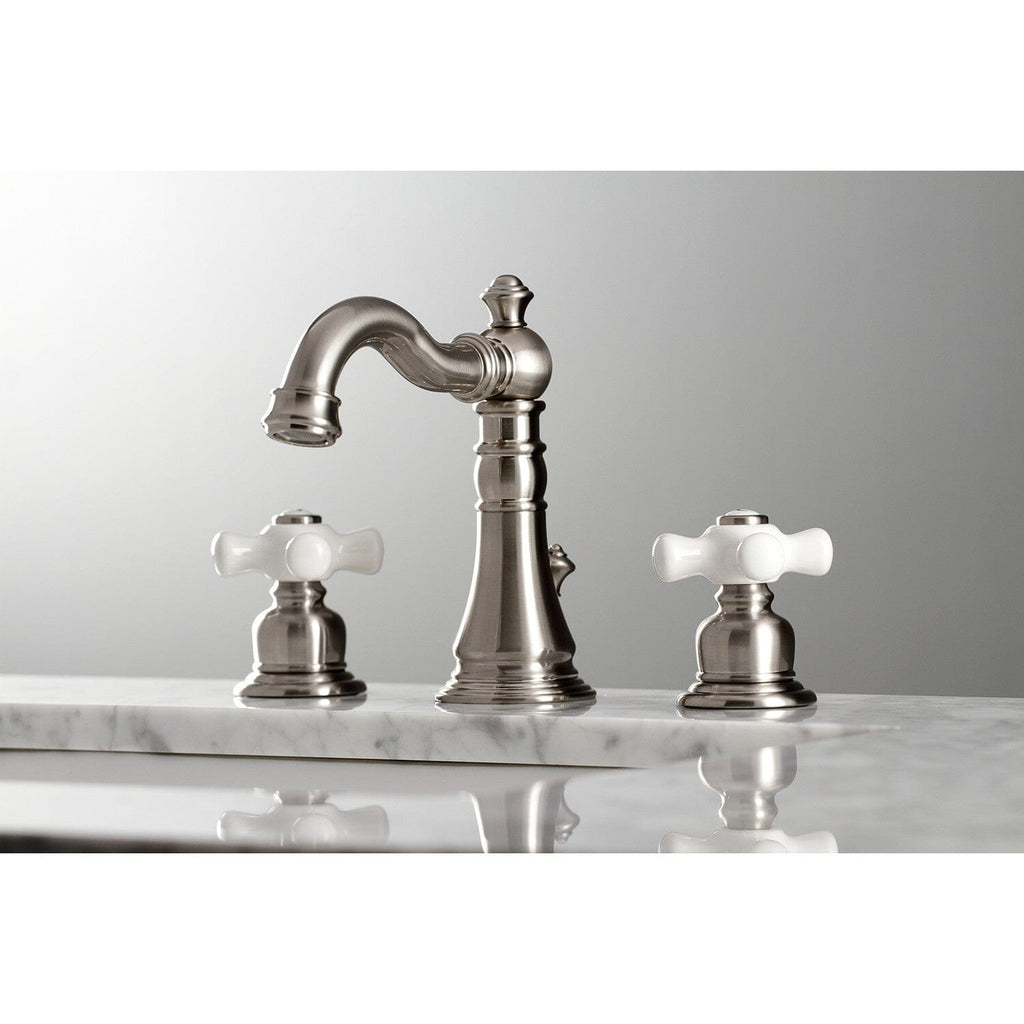 American Classic Two-Handle 3-Hole Deck Mount Widespread Bathroom Faucet with Pop-Up Drain