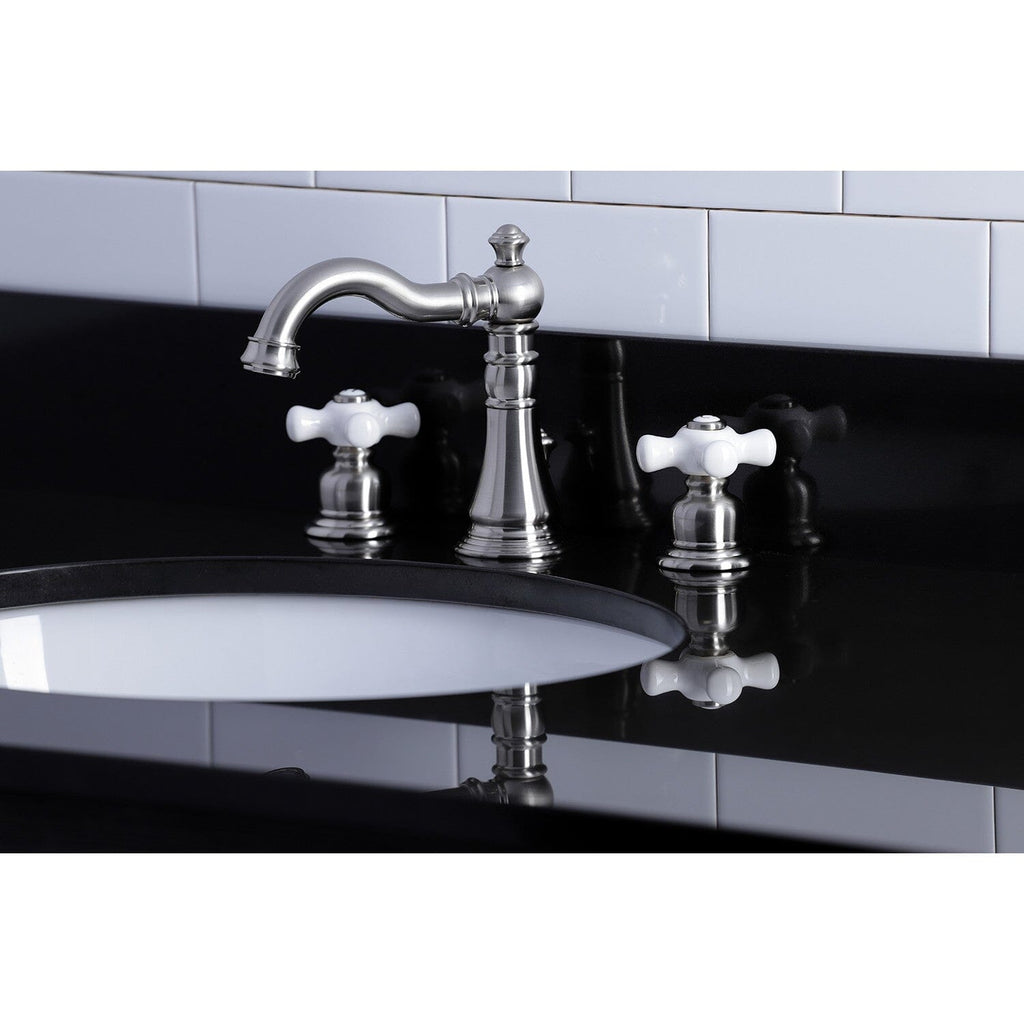American Classic Two-Handle 3-Hole Deck Mount Widespread Bathroom Faucet with Pop-Up Drain