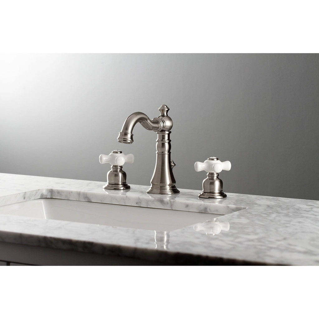 American Classic Two-Handle 3-Hole Deck Mount Widespread Bathroom Faucet with Pop-Up Drain