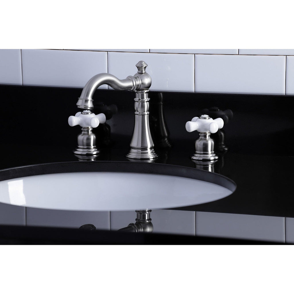 American Classic Two-Handle 3-Hole Deck Mount Widespread Bathroom Faucet with Pop-Up Drain