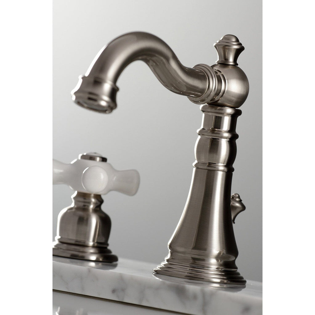 American Classic Two-Handle 3-Hole Deck Mount Widespread Bathroom Faucet with Pop-Up Drain