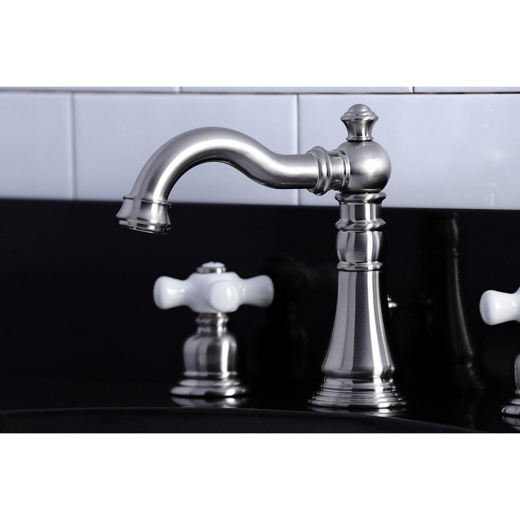 American Classic Two-Handle 3-Hole Deck Mount Widespread Bathroom Faucet with Pop-Up Drain