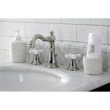 American Classic Two-Handle 3-Hole Deck Mount Widespread Bathroom Faucet with Brass Pop-Up Drain