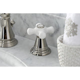 American Classic Two-Handle 3-Hole Deck Mount Widespread Bathroom Faucet with Brass Pop-Up Drain