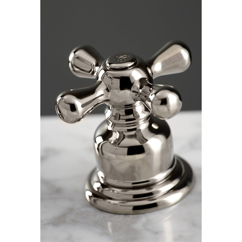 American Classic Two-Handle 3-Hole Deck Mount Widespread Bathroom Faucet with Brass Pop-Up Drain