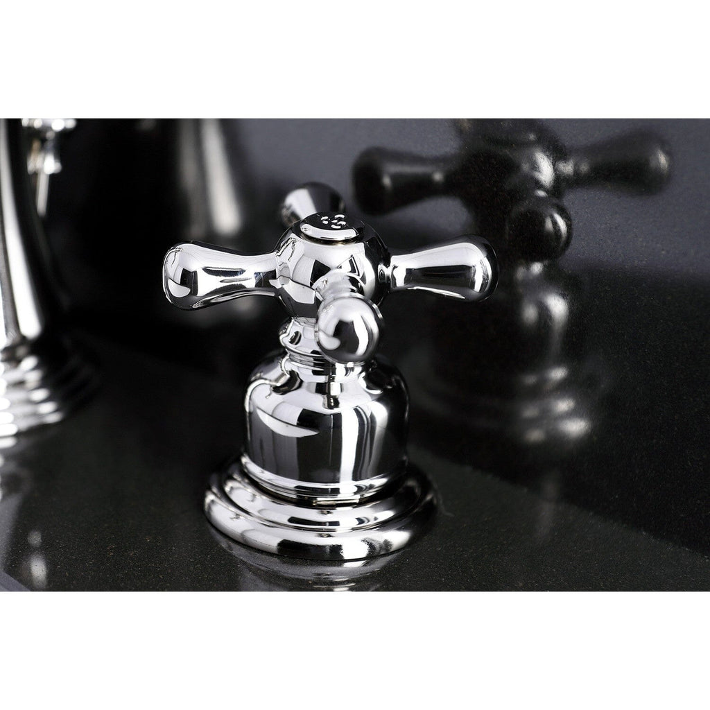American Classic Two-Handle 3-Hole Deck Mount Widespread Bathroom Faucet with Brass Pop-Up Drain