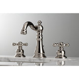 American Classic Two-Handle 3-Hole Deck Mount Widespread Bathroom Faucet with Brass Pop-Up Drain