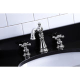American Classic Two-Handle 3-Hole Deck Mount Widespread Bathroom Faucet with Brass Pop-Up Drain