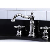 American Classic Two-Handle 3-Hole Deck Mount Widespread Bathroom Faucet with Brass Pop-Up Drain