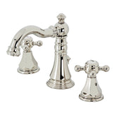 Metropolitan Two-Handle 3-Hole Deck Mount Widespread Bathroom Faucet with Brass Pop-Up Drain