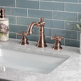 American Classic Two-Handle 3-Hole Deck Mount Widespread Bathroom Faucet with Brass Pop-Up Drain