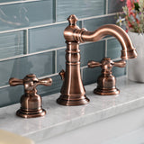 American Classic Two-Handle 3-Hole Deck Mount Widespread Bathroom Faucet with Brass Pop-Up Drain