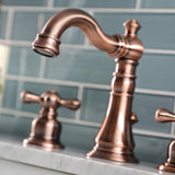 American Classic Two-Handle 3-Hole Deck Mount Widespread Bathroom Faucet with Brass Pop-Up Drain