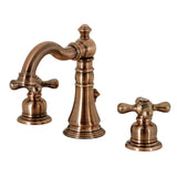 American Classic Two-Handle 3-Hole Deck Mount Widespread Bathroom Faucet with Brass Pop-Up Drain