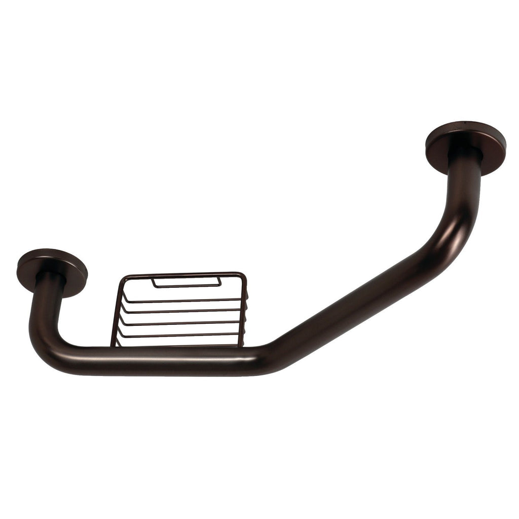 Meridian 10-Inch x 12-Inch Angled Stainless Steel Grab Bar with Soap Holder