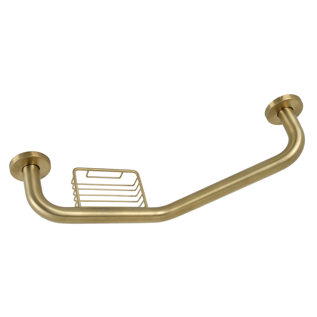 Meridian 10-Inch x 12-Inch Angled Stainless Steel Grab Bar with Soap Holder