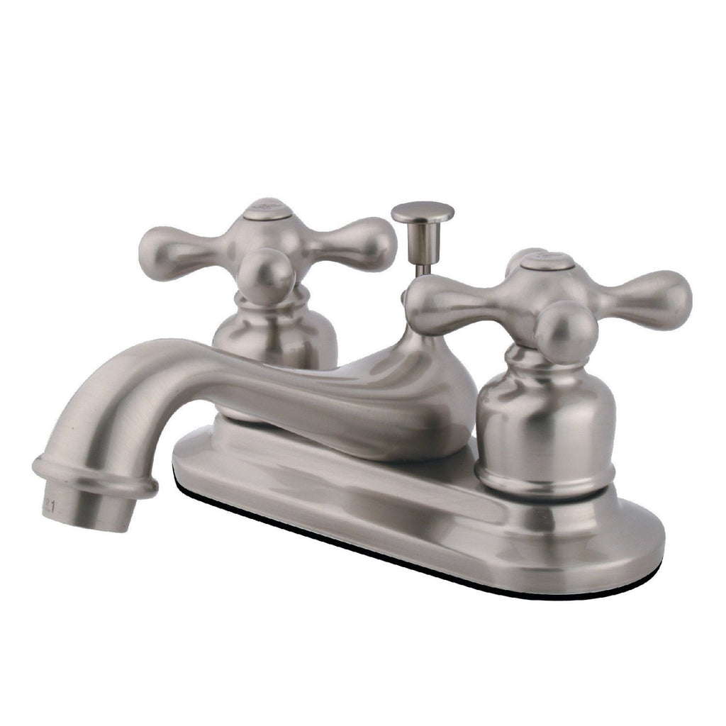 Restoration Double-Handle 3-Hole Deck Mount 4-Inch Centerset Bathroom Faucet with Pop-Up Drain