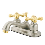 Restoration Double-Handle 3-Hole Deck Mount 4-Inch Centerset Bathroom Faucet with Pop-Up Drain