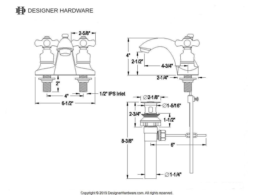 English Country Double-Handle 3-Hole Deck Mount 4-Inch Centerset Bathroom Faucet with Pop-Up Drain