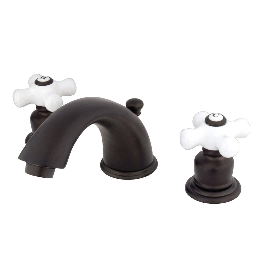 English Country Two-Handle 3-Hole Deck Mount Widespread Bathroom Faucet with Pop-Up Drain