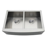 Uptowne 30-Inch Stainless Steel Apron-Front Double Bowl Farmhouse Kitchen Sink with Strainers x 2