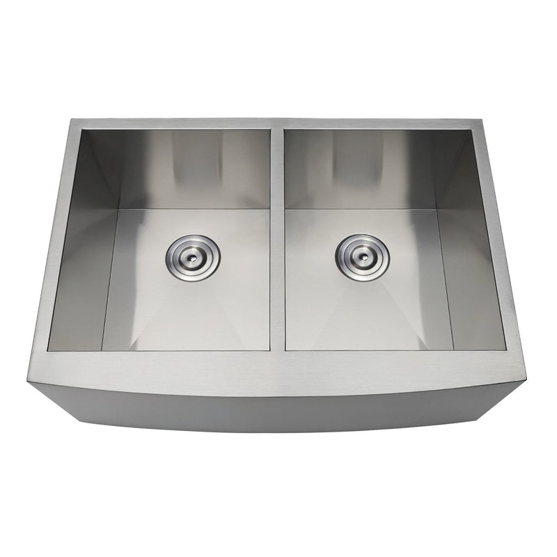 Uptowne 30-Inch Stainless Steel Apron-Front Double Bowl Farmhouse Kitchen Sink with Strainers x 2