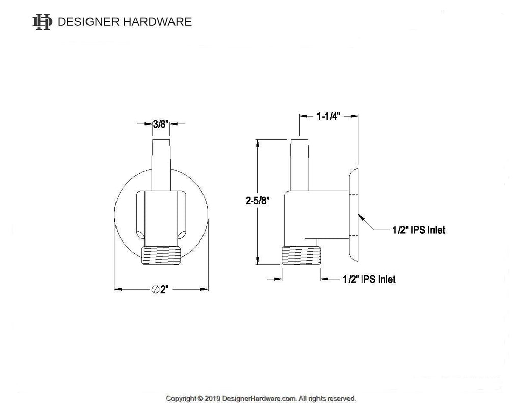 Trimscape Wall Mount Supply Elbow with Pin Wall Hook