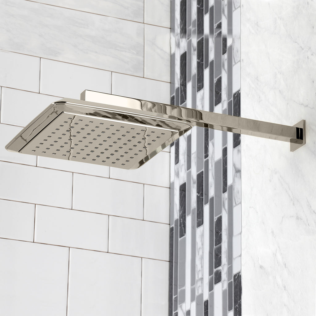 Claremont 9-5/8 Inch Square Raindrop ABS Shower Head with 15-3/4 Inch Shower Arm