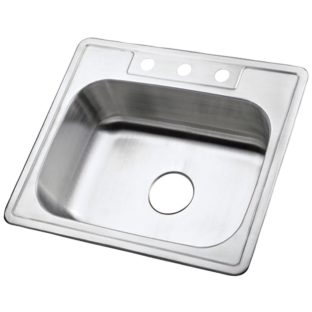 Carefree 25-Inch Stainless Steel Self-Rimming Single Bowl Drop-In Kitchen Sink