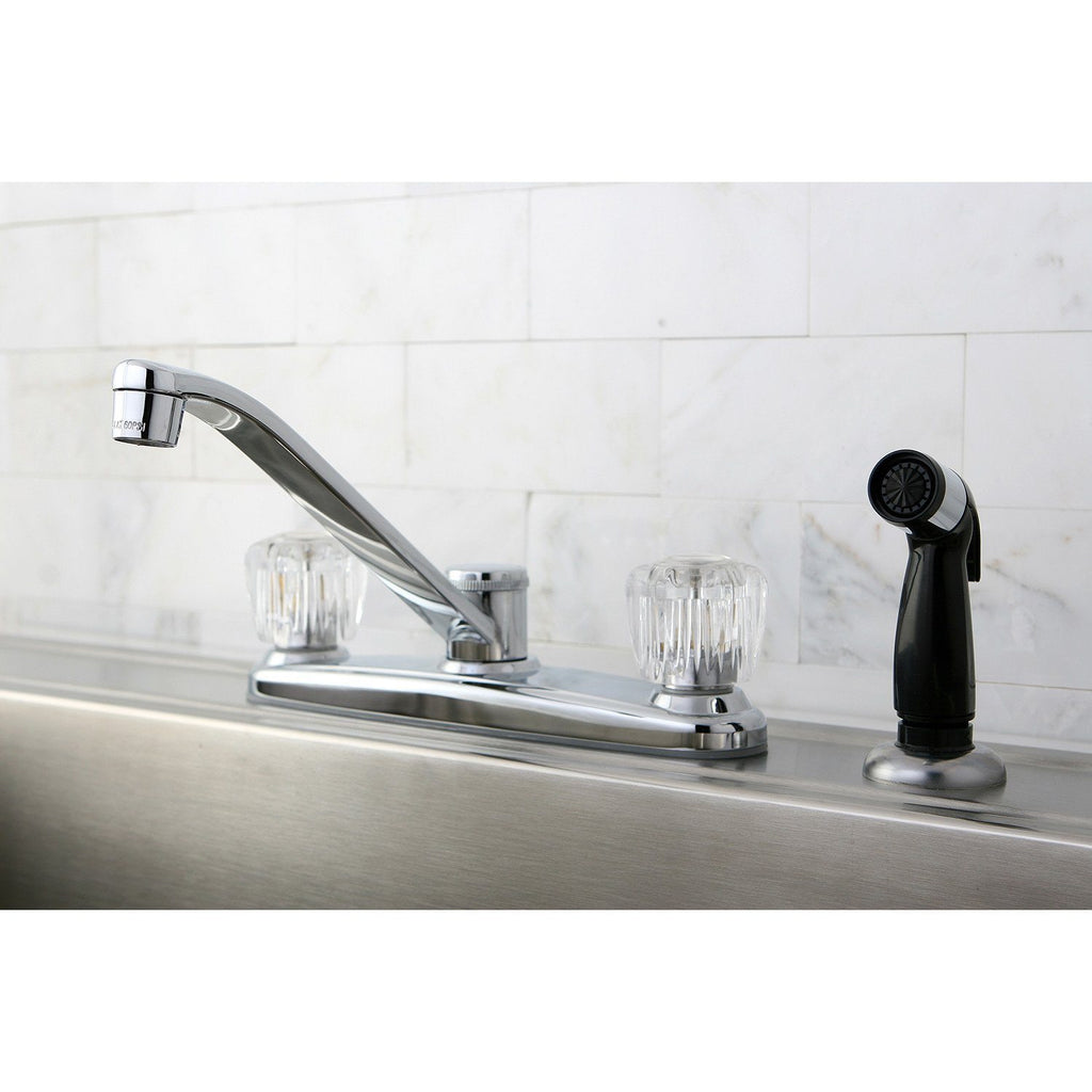 Americana Two-Handle 4-Hole 8" Centerset Kitchen Faucet with Side Sprayer