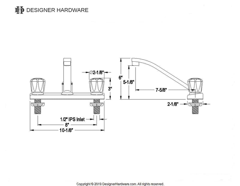 Two-Handle 2-Hole 8" Centerset Kitchen Faucet