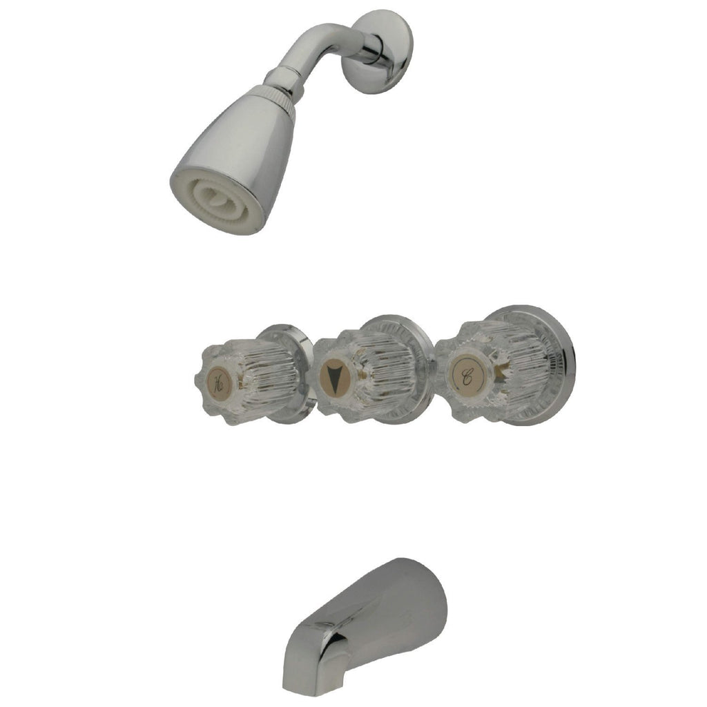 Triple-Handle Tub and Shower Faucet