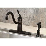 Victorian Single-Handle 2-or-4 Hole Deck Mount Kitchen Faucet with Brass Sprayer