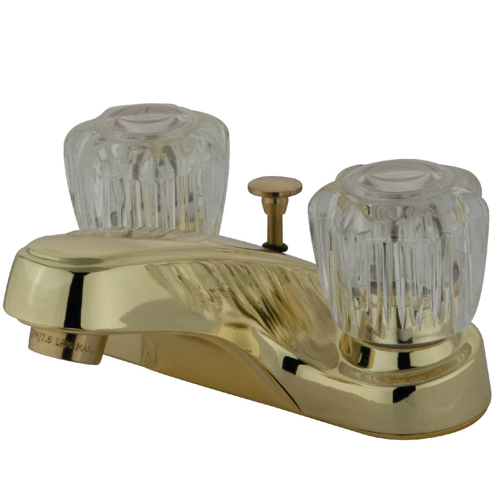 Americana Double-Handle 3-Hole Deck Mount 4-Inch Centerset Bathroom Faucet with Brass Pop-Up
