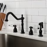 Wilshire Two-Handle 4-Hole Deck Mount Widespread Kitchen Faucet with Brass Sprayer