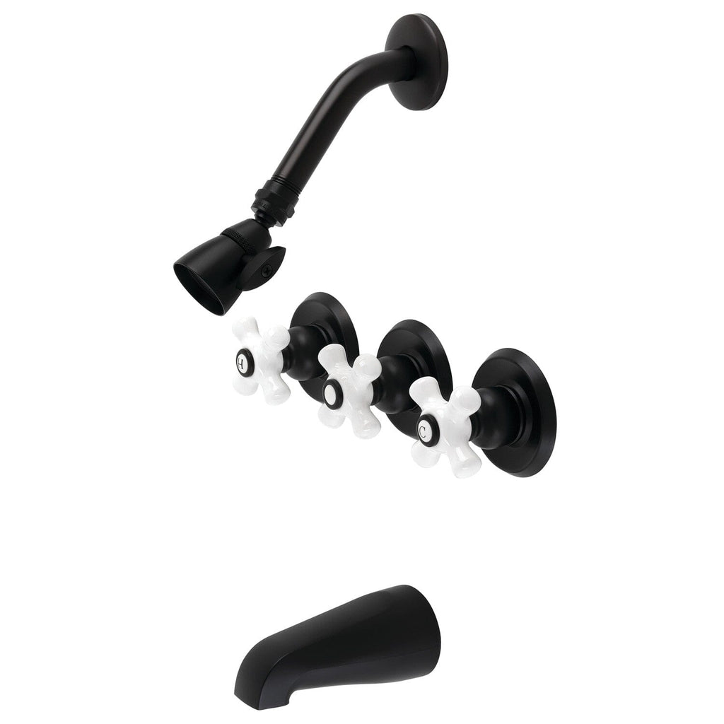 Victorian Triple-Handle Tub and Shower Faucet