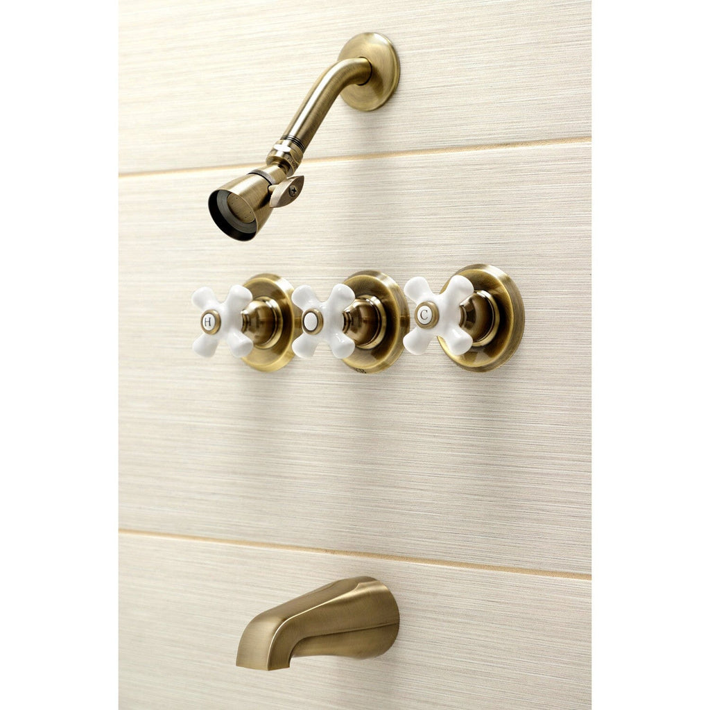 Victorian Triple-Handle Tub and Shower Faucet