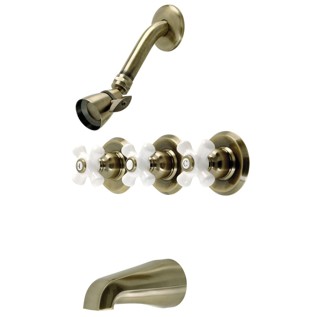 Victorian Triple-Handle Tub and Shower Faucet