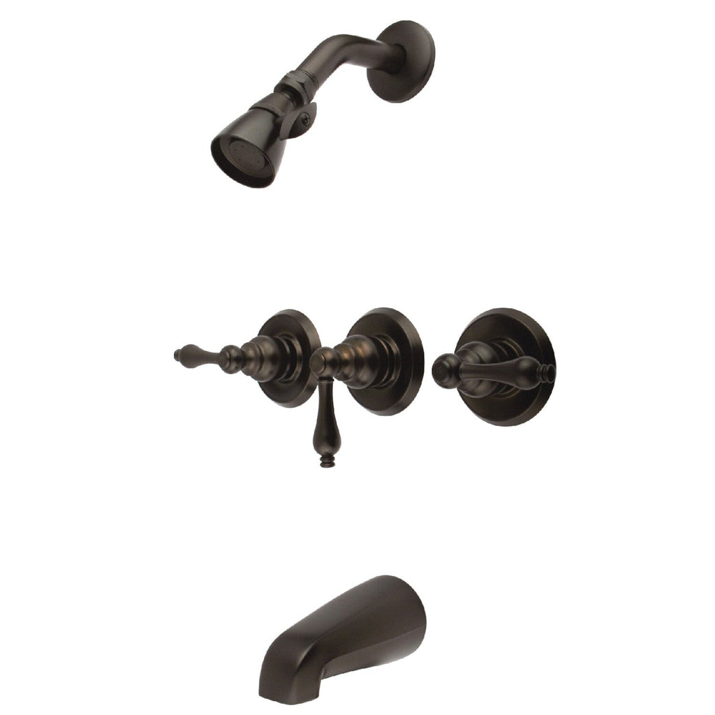 Victorian Triple-Handle Tub and Shower Faucet