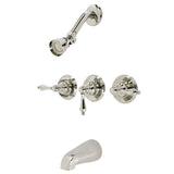 Victorian Triple-Handle Tub and Shower Faucet