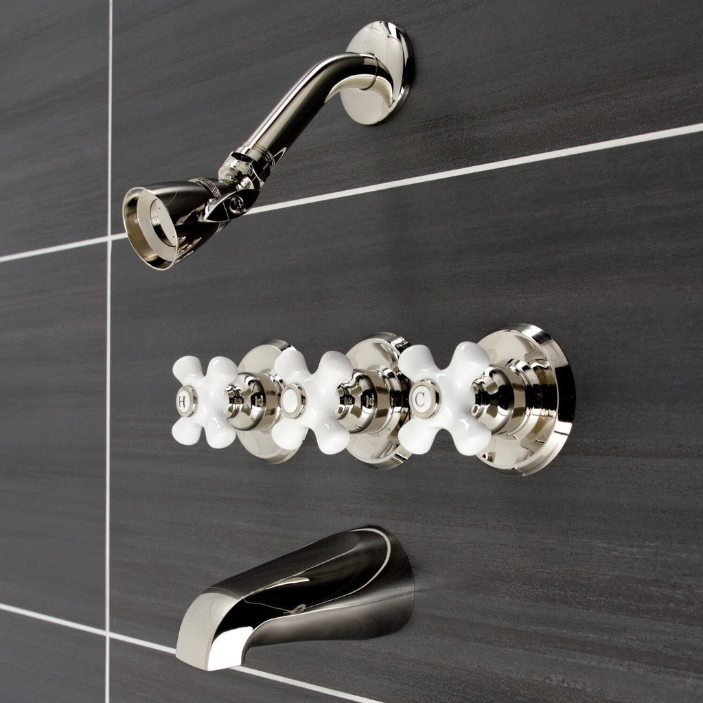 Victorian Triple-Handle Tub and Shower Faucet
