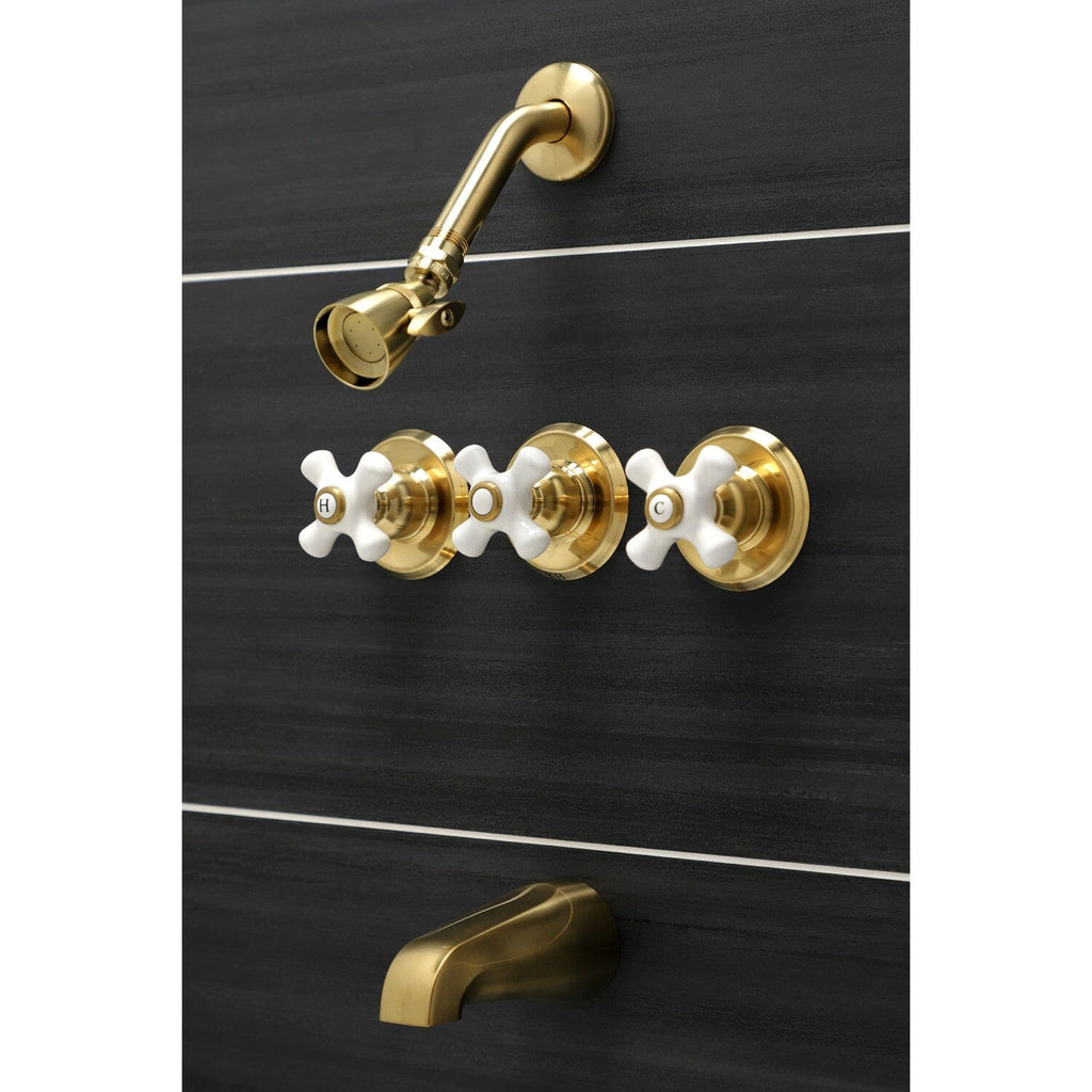 Victorian Triple-Handle Tub and Shower Faucet