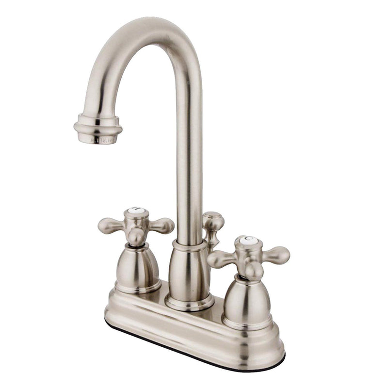 Restoration Double-Handle 3-Hole Deck Mount 4-Inch Centerset Bathroom Faucet with Pop-Up Drain