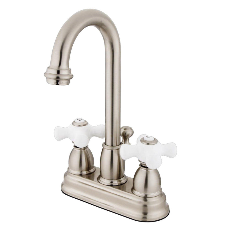 Restoration Double-Handle 3-Hole Deck Mount 4-Inch Centerset Bathroom Faucet with Pop-Up Drain