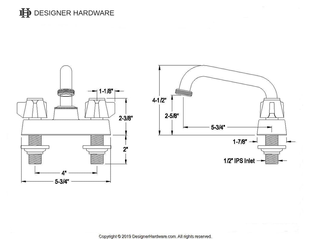 Traditional Double-Handle 2-Hole Deck Mount Laundry Faucet