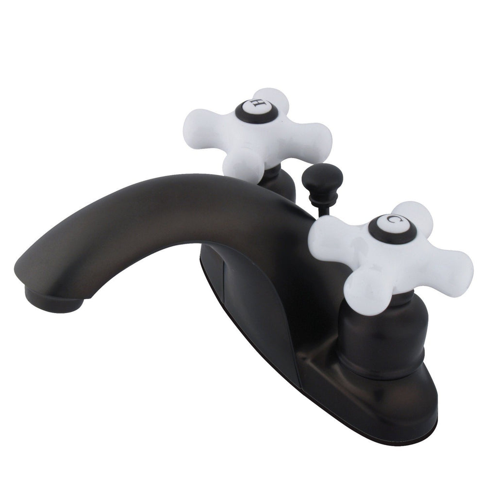 English Country Double-Handle 3-Hole Deck Mount 4-Inch Centerset Bathroom Faucet with Pop-Up Drain