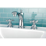 Victorian Two-Handle 3-Hole Deck Mount Widespread Bathroom Faucet with Retail Pop-Up Drain